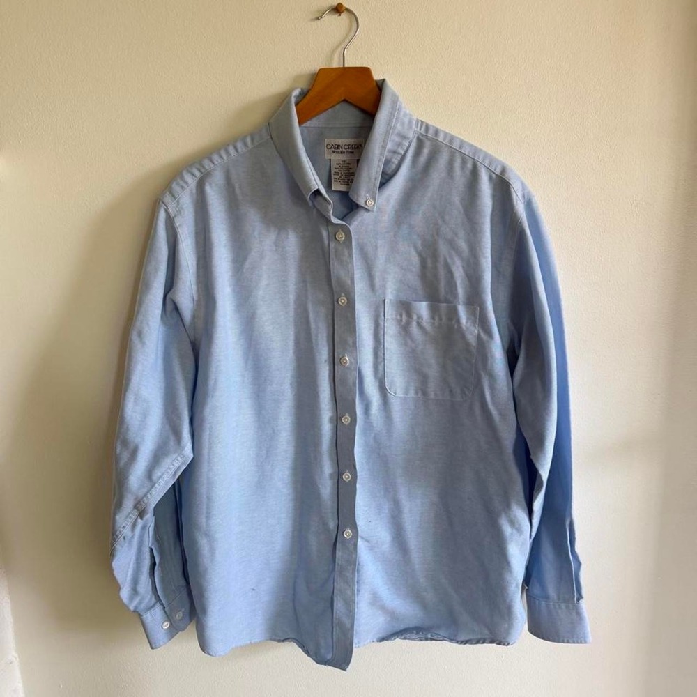Cabin Creek Wrinkle Free Light Blue Cotton blend Button Up Shirt